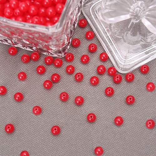 BONNY BOXX 1000PCs 6MM Jelly Red Acrylic Round Beads, Smooth Transparent Acrylic Balls, Plastic Resin Gumball Bubblegum Chunky Beads for Necklace & Bracelet Making, Crafting Supplies - color: Jelly Red, size: 6MM