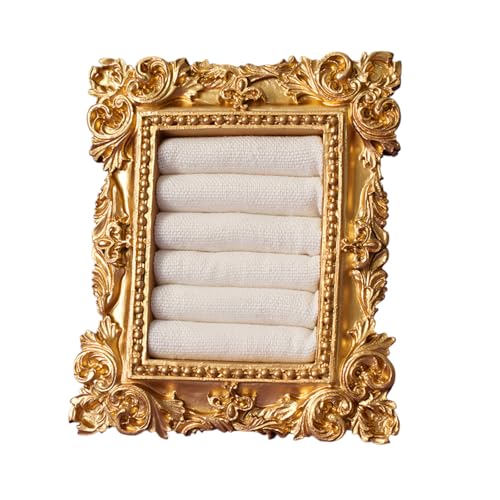 Vintage Gold Ring Holder 3.94x3.54 In,Suede Lined Jewelry Display Stand, Engagement Ring holder Photography Prop for Wedding Decor, Bridesmaid & Engagement Gift - color: White