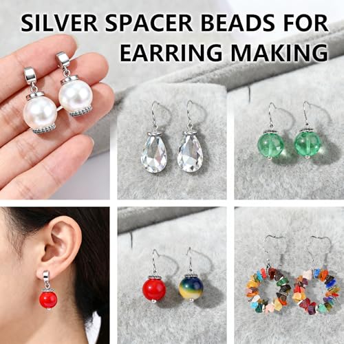 600pcs Silver Spacer Beads for Jewelry Making- 5-8mm Metal Beads Spacer with Storage Box for Bracelets, Necklaces & DIY Crafts - color: Style-A