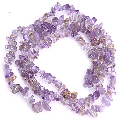 HAAMIIQII Natural Ametrine Chips Irregular Stones Energy Healing Loose Gemstone Beads for Jewelry Making Strand 30 Inch - color: Ametrine