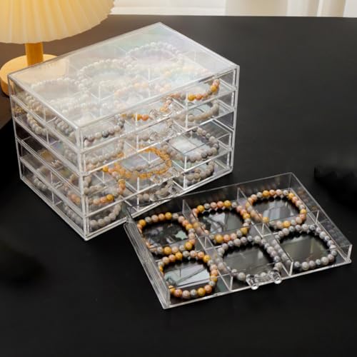 YUFONG Earring Storage Box Organizer 5 Drawers Jewelry Organizer Acrylic Jewelry Storage Box Holder Compartment Transparent Display Storage Case Gift for Women Girls (30 Girds) - color: 30 Girds