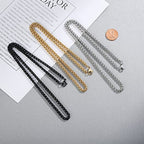 3 Pcs Chain Necklace for Men, 4mm Stainless Steel Gold Black and Silver Wheat Chains for Mens Jewelry Gift, 16"/20"/24"/28"/32 Inches