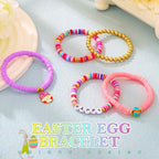 JEWEKY Easter Heishi Bracelets Gold Beaded Polymer Clay Bunny Pendant Bracelet Jewelry Accessories - color: A-Easter
