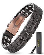 Copper Bracelet for Men, 2X Strength 99.99% Pure Copper Magnetic Bracelet with Magnets, Butterfly Clasp Design, Adjustable Length with Sizing Tool - color: Gunmetal