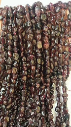 6-8mm Natural Red Garnet Nuggets Oval Free Tumbled Pebble Semi Precious Gemstone Loose Stone Beads Approx 15.5 inch for DIY Jewelry Making - color: Red Garnet