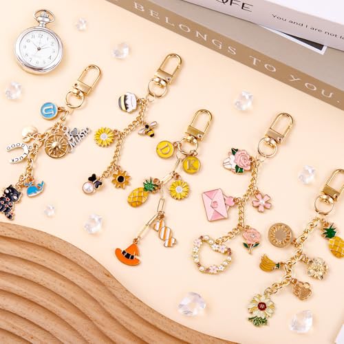 Wurosi 52 Set Lip Gloss Keychain Making Kit, Gold Keychain Clips Hooks with Extender Chain, Gift Bags, Thank You Cards, 5M Hemp Rope, for DIY Key Chain Making Crafts - color: 52 Set Keychain Making Kit