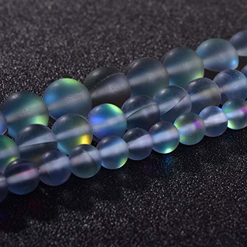 38PCS 10mm Natural Gray Mystic Aura Quartz Gemstone Frosted Matte Titanium Round Loose Spacer Beads 15 inch Full Strand Crystal Healing Power Quartz - color: Grey Mystic Aura, size: 10mm