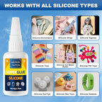 Meuvcol Silicone Glue 100g - Fast-Bonding & Waterproof Silicone Adhesive for Silicon Rubber, Model, Toys, TPU, TPR, TPE - Clear Liquid Silicone Adhesive for Crafts, 6 Applicator Nozzles - size: 100g, style: Silicone Glue