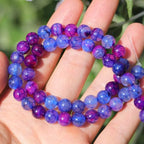 Natural Stone Beads 8mm Polished Round Smooth Gemstone Beads for Jewelry Making Supplies 15 Inch(45 Beads) (Blue and Purple Dual-Coloured Dragon Pattern) - color: Blue and purple dual-coloured dragon pattern-45pcs