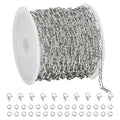 SMYHTGLIF 5 Meters Silver Soldered Peanut Chain for Jewelry Making Stainless Steel Bulk Chain Roll with Lobster Clasps and Jump Rings - color: Silver