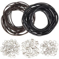 SUNNYCLUE 10M Leather Necklace Bracelet Making Kit Genuine Leather Cord 2mm 150Pcs Stainless Steel Jewelry Findings Black Brown Leather Jewelry Rope Leather Cords for Jewelry Making Kits Supplies