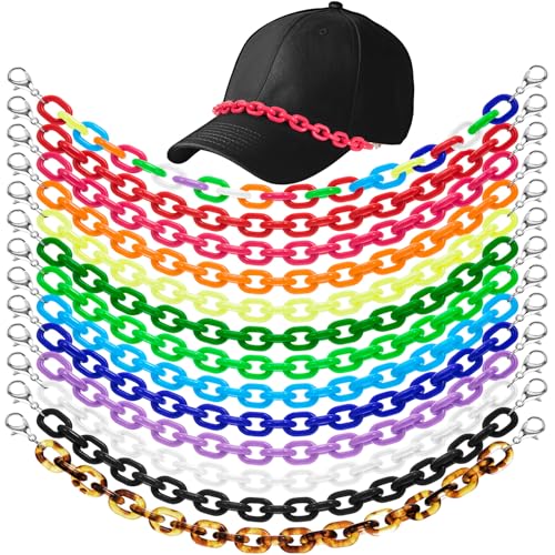 14 Pcs Trucker Hat Chains, Bulk Trucket Hat Charms Chains for Women Men, Bill Decoration Detachable DIY Metal Chain - color: Multicolor
