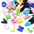 50Pcs Random Styles Letter Shaped Beads Alphabet Acrylic Beads Bulk Plastic Opaque Colorful Cartoon Letter Spacers for Jewelry Making Findings DIY Crafts Gifts Bracelet Earrings Adults - style: Style 6