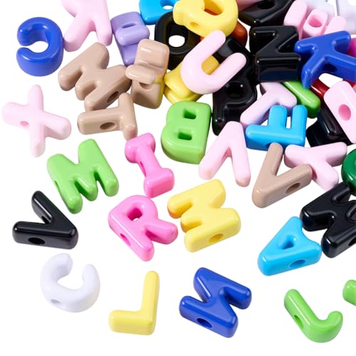 50Pcs Random Styles Letter Shaped Beads Alphabet Acrylic Beads Bulk Plastic Opaque Colorful Cartoon Letter Spacers for Jewelry Making Findings DIY Crafts Gifts Bracelet Earrings Adults - style: Style 6