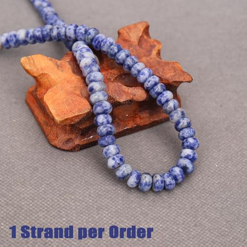 BONNY BOXX 1 Strand Natural 5 * 8mm Blue Dot Rondelle Beads, Natural Abacus Disk Stone Beads Loose Spacer Gemstone for DIY Bracelet Necklace Jewelry Making - color: Blue Dot, size: 5*8MM