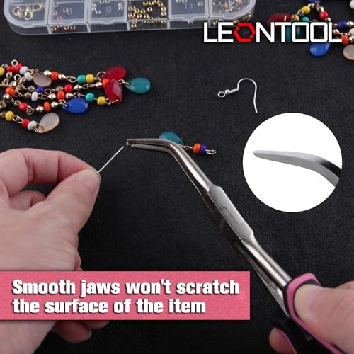 7-Inch Long Reach Bent Needle Nose Pliers Smooth Jaws Bent Long Nose Pliers Extra Long Needle Nose Pliers Jewelry Pliers for Jewelry Making, Wire Wrapping and Object Gripping, Non-slip Handle - style: Bent Needle Nose Plier Smooth Jaws