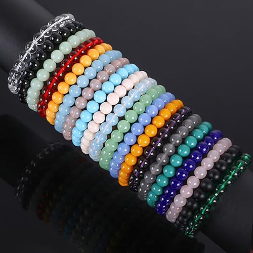 Black Round Crystal Glass Beads for Jewelry Making (4/6/8/10/12mm), Smooth Round Natural Gemstone Glass Spacer Loose Beads for Crafts Bracelets Necklaces Charms - color: Round Smooth Glass Beads: Black