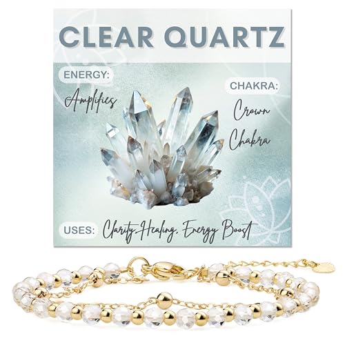 Farfume Crystal Bracelet Beaded Bracelets 4mm Natural Stone Beads Gemstone Handmade Jewelry Valentine's Day Gifts - color: Clear Quartz-steadfast&vitality