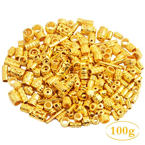 100 Gram Assorted Styles Column Spacer Beads Alloy Barrel Tube Loose Spacer Beads Jewelry Findings Accessories for DIY Bracelet Necklace Craft Supplies, Bright Golden - color: Bright Golden