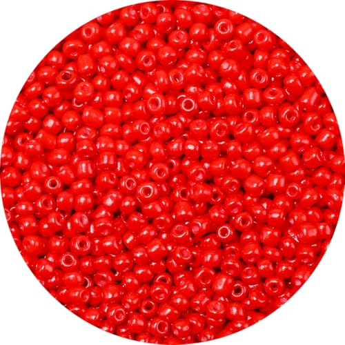 2000pcs Red Glass Seed Beads, Colorful Tiny 4mm Beads for Jewelry Making, Beading Supplies. - color: Red