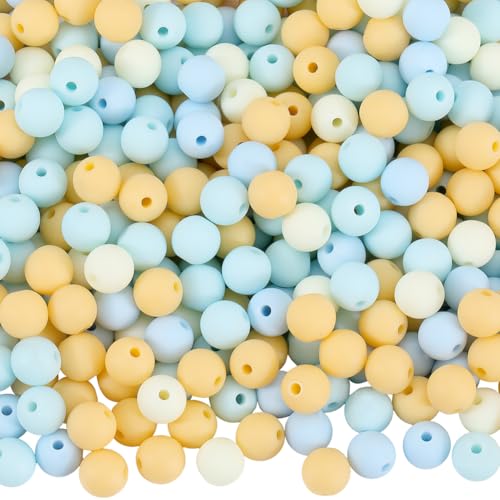 1 Box 500Pcs Round Matte Beads Frosted Acrylic Round Beads Opaque Yellow 8mm Small Ball Rubberized Imitated Silicone Bubblegum Smooth Loose Bead for Jewelry Making Bracelet Necklace DIY Craft - color: Yellow
