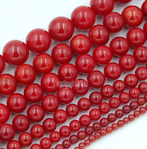 Wholesale Smooth Natural Gemstone Round Loose Beads 15" 4mm 6mm 8mm 10mm 12mm (6mm, Red Coral) - color: Red Coral, size: 6mm