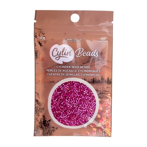 John Bead 25g Cylin Beads Fuchsia Silver Lined 11/0 Glass Cylindrical Seed Beads for Jewelry Bracelets Necklaces Earrings Making Embroidery - color: Fuchsia Silver Lined