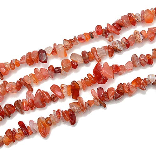 PLTbeads 5-8mm Natral Healing Gemstone Waist Bracelets Necklace Kit Irregular Stone DIY Crafts Design Jewelry Making 1 Strand per Bag Approxi 34 inch (Red Agate Chips) - color: Red Agate Chips
