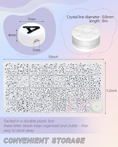 Amaney 1600pcs Acrylic Alpabet Letter Beads,31 Styles,Heart,Number,Star and Smiley Beads,4x7mm for Jewelry Making Bracelets Necklaces Key Chains - color: White&Heart, size: 7x4mm
