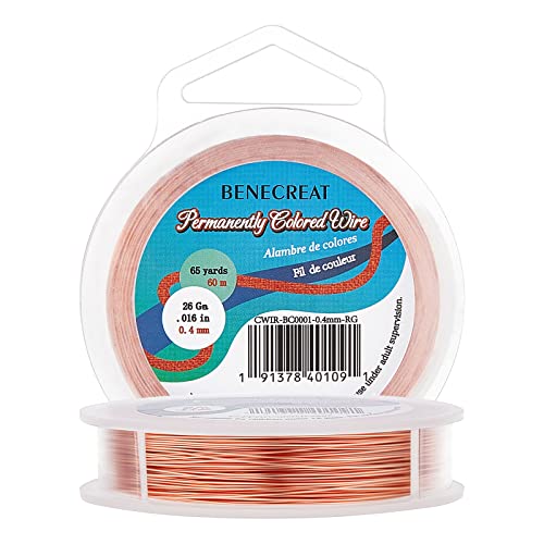 BENECREAT 26 Gauge Jewelry Beading Wire Tarnish Resistant Copper Wire Craft Wire for Beading Wrapping, Jewelry Making, 197 Feet/66 Yard - color: Copper, size: 26-gauge(197-feet/66-yard)
