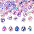 50Pcs Faceted Glass Teardrop Beads Electroplated Crystal Glass Beads 10x8mm 5 Colors for DIY Jewelry Making Necklace Bracelet Earring - color: Pink Purple
