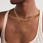 Dremmy Studios Dainty Gold Choker Necklace for Women 14K Gold Plated Coin Disc Figaro Layered Beaded Flat Mariner Sideways Cross Wishbone Link Clavicle Necklaces - style: 4.0mm Heart Chain