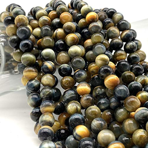 ABCGEMS 2-Tone Namibian Blue Tigers Eye Beads (Gorgeous Silky Lusture- Beautiful Matrix) Jewelry Making Craft Smooth Round 8mm