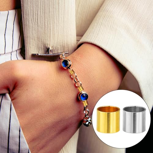 1000 Pcs Crimp Tube Beads for Jewelry Making, 2x2 mm Gold and Silver Round Crimp Beads, Plated Brass Tube Bead, Crimping Bead, Column Stoppers to Secure The Ends of Jewelry Strings, DIY Bracelet