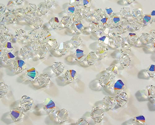 Perlin Preciosa Bohemian 3mm Crystal Glass Beads 100 pcs Czech Bicone Colorful Mix Beads for DIY Jewelry Making Double Cone Bead Bracelet Earring Necklace Crafting (Crystal AB) - color: Crystal AB