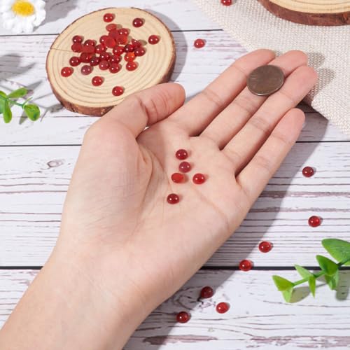 Fashewelry 50Pcs Natural Carnelian Cabochon Stone Half Round Beads 6mm Flat Back Gemstone Chakra Healing Crystal Dome Cover Cabs for Jewelry Making - color: 7-Carnelian, size: 6x3~4mm