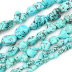 HAAMIIQII 10-15mm Freeform Irregular Blue Turquoise Beads Loose Gemstone Beads for Jewelry Making Strand 15 Inch (22-30pcs) - color: Freeform Turquoise