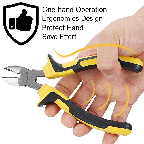 DOWELL Diagonal Cutting Pliers 6 Inch Diagonal Cutters Wire Cutters Durable Nickel Chromium Steel Construction for Electricians and Homes - size: 6" Diagonal Cutting Pliers