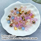 100pcs 8mm Round Crystal Glass Beads Round Faceted Spacer Beads for Jewelry Making Bracelet Earring Necklace Wind Chimes Suncatchers DIY Craft Making Supplies(Pink Series) - color: Pink Series, size: 8mm