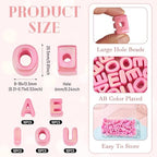 FASHEWELRY 50Pcs 20mm Big Vowel Letter Beads Deep Pink Large Hole Acrylic Alphabet Beads for Bracelets Making, UV Plating Iridescent 3D Slider Initials Bead for Keychains Making - color: Deep Pink
