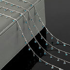 YOUBEIYEE Blue Glass Bead Chains for Jewelry Making, Dangle Crystal Silver Necklace Anklet DIY Chains Bulk with Open Jump Rings and Lobster Clasps - color: Blue Rhinestone