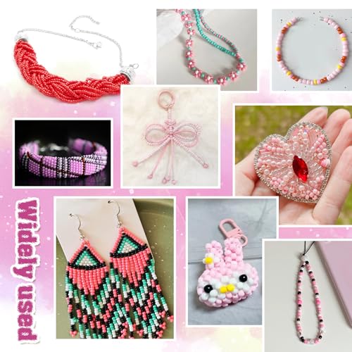 TOAOB 1500pcs 3mm Pink Colors Opaque Seed Beads Kit Glass Round Small Spacer Beads with Beading Pin for DIY Beading Weaving Earrings Bracelets Necklaces Eyeglass Chain Art Crafts Jewelry Making - color: Pink Series