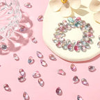 UR Urlifehall 100 Pcs Glass Teardrop Charms Transparent Spray Painted Glass Beads with Glitter Powder Beads for DIY Jewelry Crafts Making - color: 100pcs-9x6x6mm-glass teardrop beads