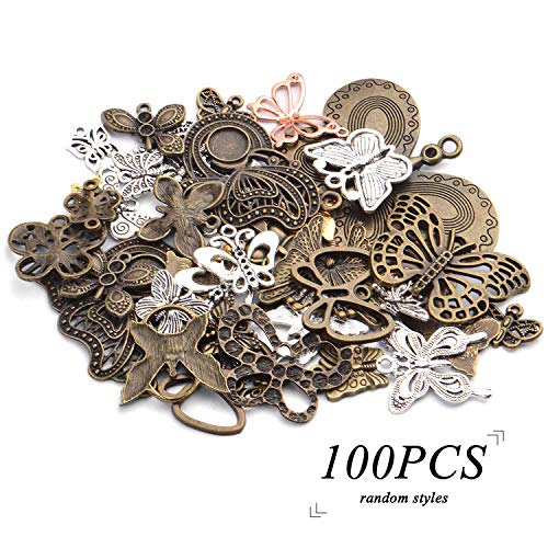 100g Mixed Butterfly Charms Vintage Fly Insect Pendant Charms for Necklace Bracelet Jewelry Making Crafting - style: Mixed Butterfly Charms