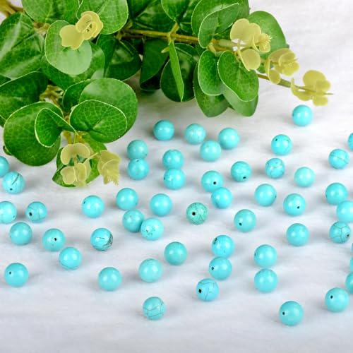 4mm 200pcs Natural Stone Round Beads Blue Turquoise Genuine Stone Beading Loose Gemstone DIY Charm Smooth Beads for Bracelets Necklaces Earrings Hole Size 1mm (Blue Turquoise 4mm) - color: Blue Turquoise, size: 4mm