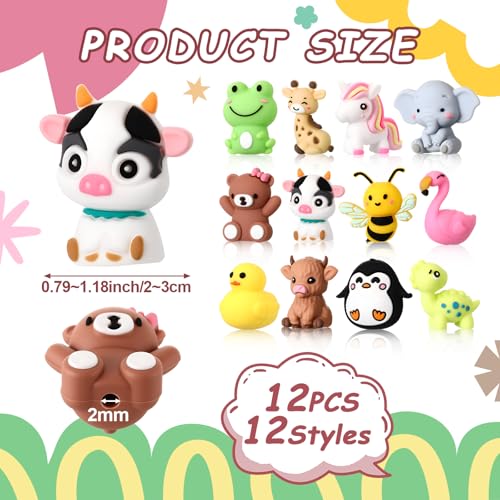 Watersay 12 Pcs 3D Silicone Focal Beads Pens Beads Bulk for Beadable Keychain DIY Crafts Necklace Bracelet Phone Chain Charms Jewelry Making (Animals A) - style: Animals A