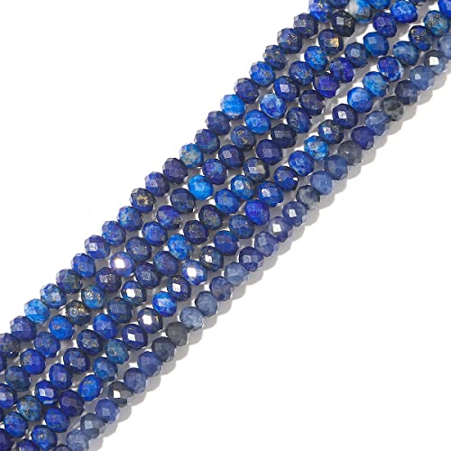 BEADIA Natural Lapis Lazuli Beads 4x2mm 120pcs Faceted Rondelle Loose Semi Gemstone Beads for Jewelry Making Design - color: Lapis Lazuli