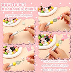 Colarr 24 Sets Plastic Beadable Pens DIY Pens Making Kit Assorted Wood Beads Crystal Spacer Black Ink Ballpoint for Women Crafts Office Family Gifts(Daisy) - style: Daisy