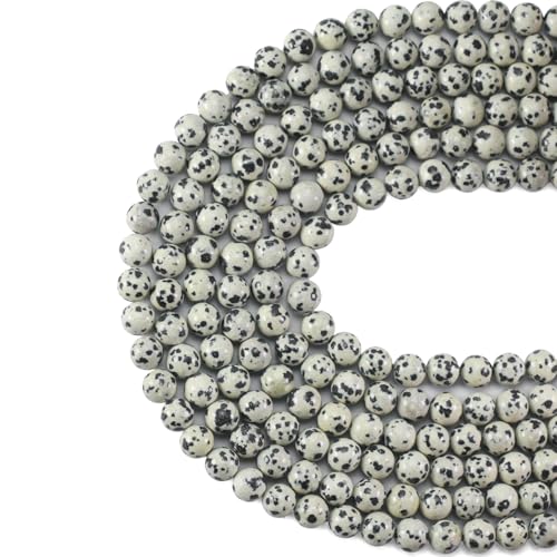 Natural Dalmatine Beads 8mm Round Stone Beads for DIY Bracelets Necklace Earrings Making 45pcs - color: Dalmatine, size: 8mm