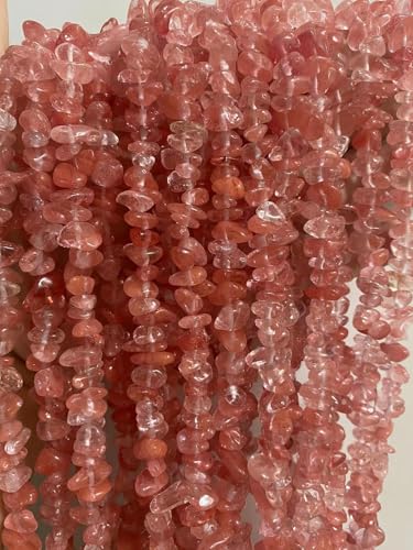 Gemstone Chips Natural Cherry Quartz 3-5mm Healing Crystals Waist Bracelets Necklace Kit Irregular Stone DIY Crafts Design Jewelry Making Approxi 32 inch - color: Cherry Quartz Chips
